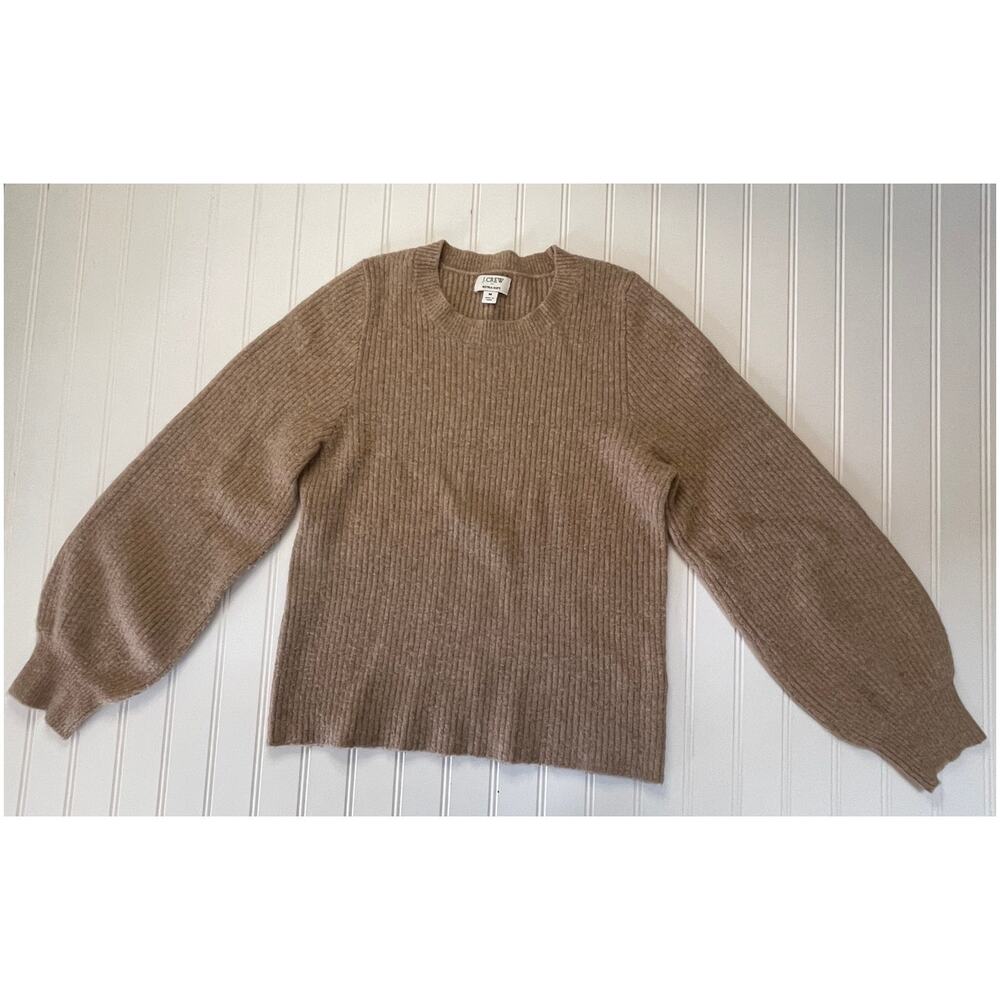 J Crew Balloon Sleeve Wool Blend Crew Neck Sweater Extra Soft Size Womens Medium